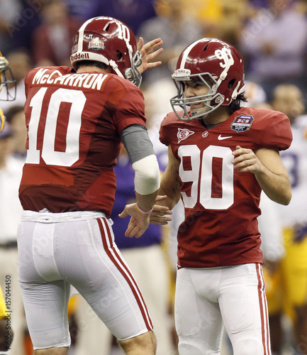 Alabama Crimson Tide Kicker Shelley Is Congratulated By