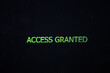 Digital access granted text on black screen