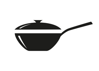 Wok frying pan icon on white background.