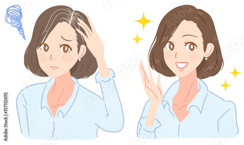 白髪に悩むミドル女性のイラスト Buy This Stock Vector And Explore Similar Vectors At Adobe Stock Adobe Stock
