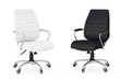 Black and White Leather Boss Office Chairs. 3d Rendering