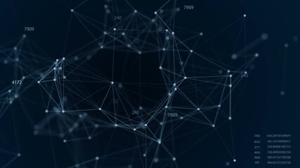 Wall Mural - dynamic plexus with numbers. futuristic technology motion background.