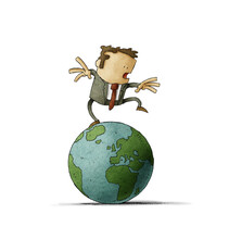 Businessman On Top Of The World Ball