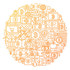 Wall Mural - Bitcoin Line Icon Circle Design