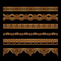 Wall Mural - Set of gold border patterns