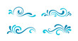 Set of wave icons, simple swirls isolated on white