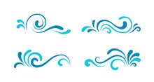 Set Of Wave Icons, Simple Swirls Isolated On White