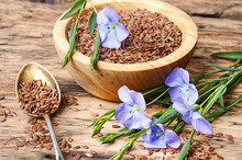 Linseed On Wooden Background
