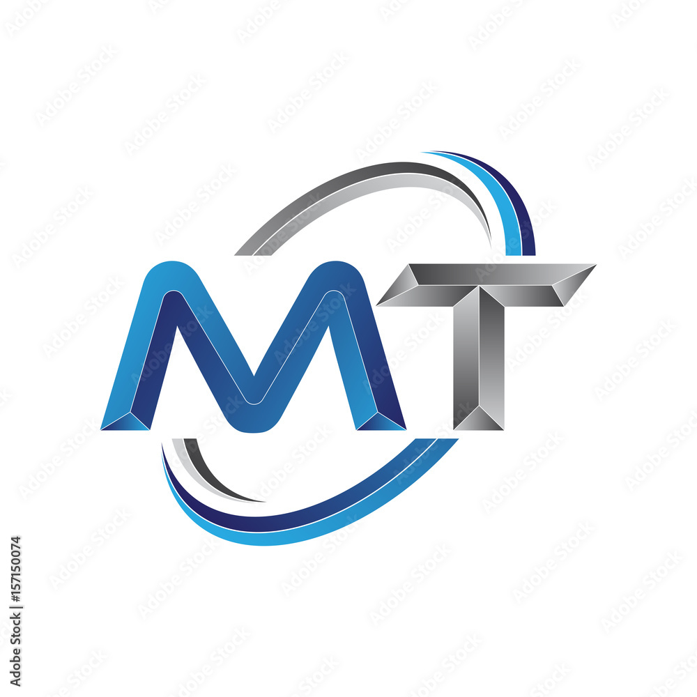 Simple initial letter logo modern swoosh MT Stock Vector | Adobe Stock