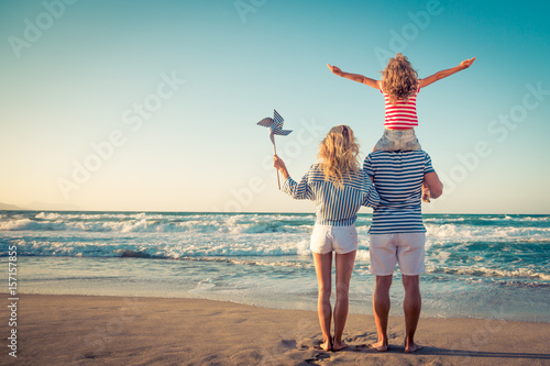 Fotografering Happy family having fun on summer vacation