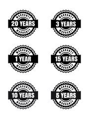 Wall Mural - black and white warranty labels set isolated on white background. vector illustration