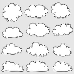Hand Drawn Clouds Set. Vector Illustration.