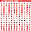 180 prohibition signs set vector