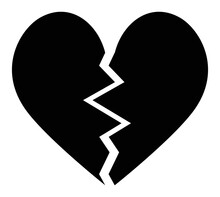 Broken Heart Black Icon Vector