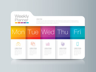 Poster - Weekly planner Monday - Friday infographics design.