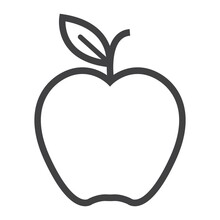 Apple Line Icon, Food And Fruit, Vector Graphics, A Linear Pattern On A White Background, Eps 10.