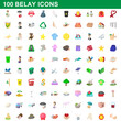 © juliars - 100 belay icons set, cartoon style