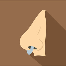 Human Nose With Piercing Icon, Flat Style