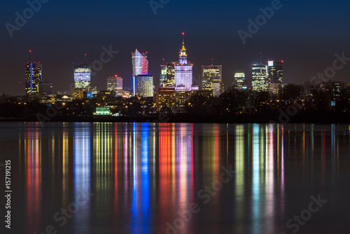 Zdjęcie XXL Noc panorama panoramę Warszawy