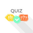 Quiz vector logo isolate on white background, flat speech symbols, questionnaire icon, concept of social communication, chatting, interview, voting, discussion, talk, team dialog