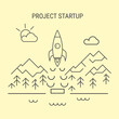 Project startup line illustration. Rocket line logo icon. Startup concept. Project development .