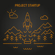 Project startup line illustration. Rocket line logo icon. Startup concept. Project development.