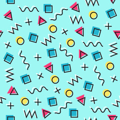 Poster - Geometric memphis seamless pattern