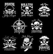 Pirate Skull With Crossbone, Jolly Roger Icon Set