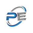 Simple initial letter logo modern swoosh PE