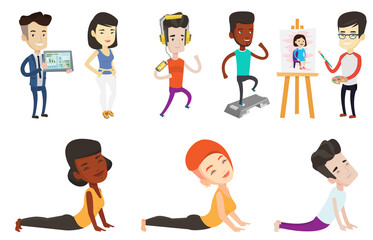 Sticker - Vector set of sport characters.