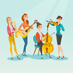 Poster - Band of musicians playing musical instruments.