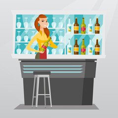 Wall Mural - Bartender standing at the bar counter.