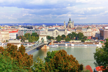 Sticker - Budapest. View over the Danube and the Chain Bridge