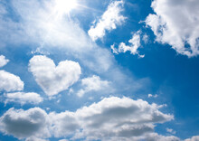 Heart Shape Cloud In Blue Sky Background With Space For Text
