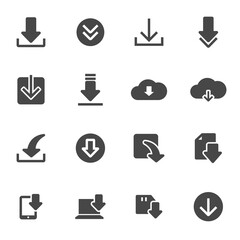 Wall Mural - vector black download icons set