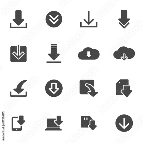 Cuadros en Lienzo Vector black download icons set