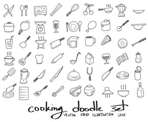 Wall Mural - Doodle sketch cooking icons Illustration vector eps10