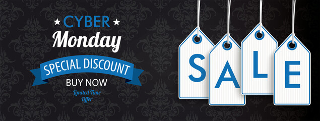 Canvas Print - Cyber Monday Header Ornaments Price Stickers Sale