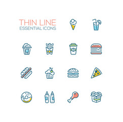 Fast Food Cafe Menu Icons Set