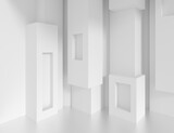 Fototapeta Perspektywa 3d - White Column Interior. Creative Modern Industrial Concept