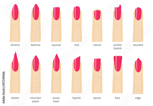 Different Fashion Nail Shapes Set Kinds Of Nails Salon Nails