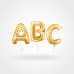 Wall Mural - ABC gold letter balloons