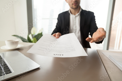 Cuadros en Lienzo Bank employee offers to read and check loan agreement form