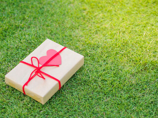 beautiful gift box, female giving gift, Christmas holidays and greeting season concept, shallow dof