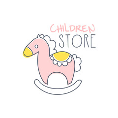 Sticker - Children store logo colorful hand drawn vector Illustration