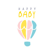 Happy Baby Logo Colorful Hand Drawn Vector Illustration