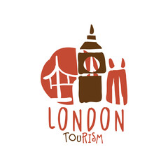 Wall Mural - London tourism logo template hand drawn vector Illustration