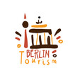 Berlin tourism logo template hand drawn vector Illustration
