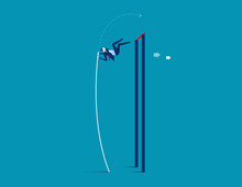 Pole Vaulter. Business Jumping Over Rising. Concept Business Success Vector.