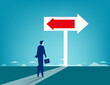 © zenzen - Direction. Businessman standing and confused direction. Concept business vector.
